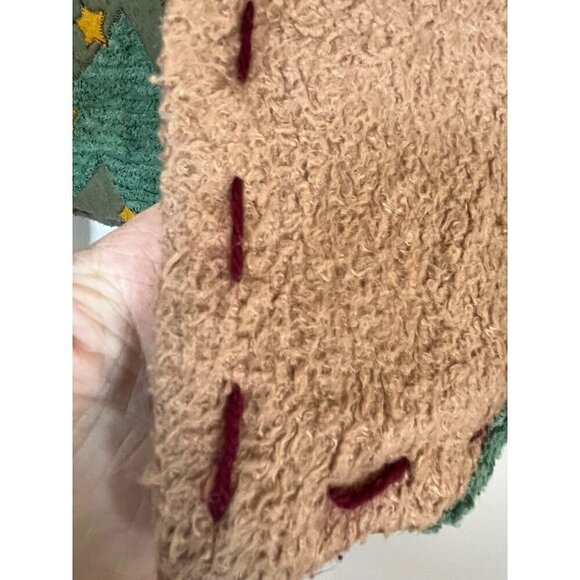 Vintage Jacket L Brown Kirklands Fleece Snowman Festive Christmas Holiday Mature - Picture 6 of 11